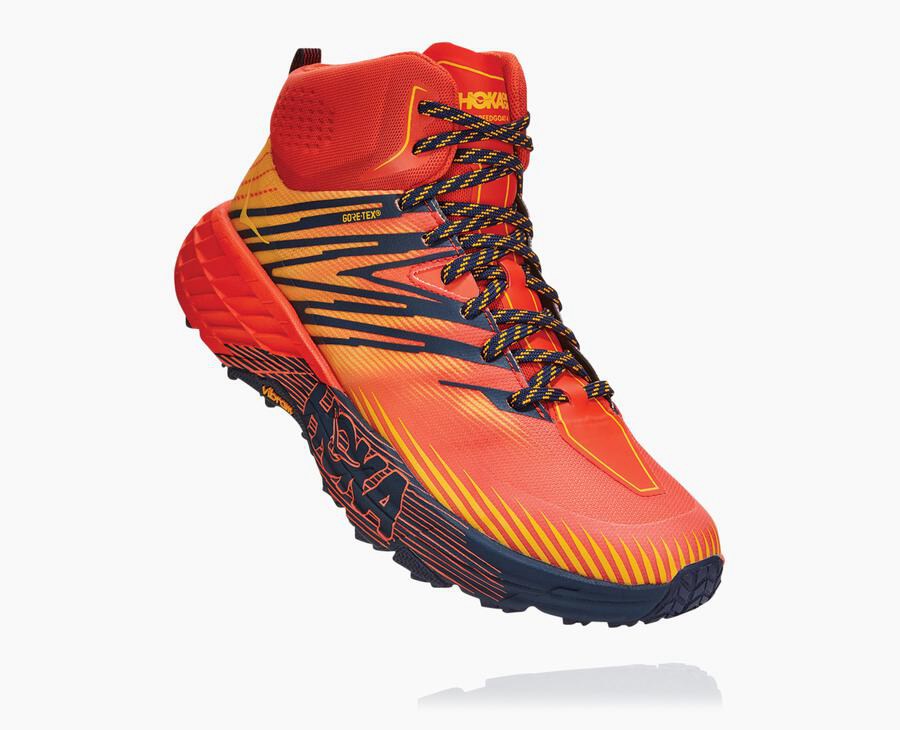 Pánske Trail Tenisky Hoka Vypredaj - Speedgoat Mid Gore-Tex 2 - Červené 92436-LMFX